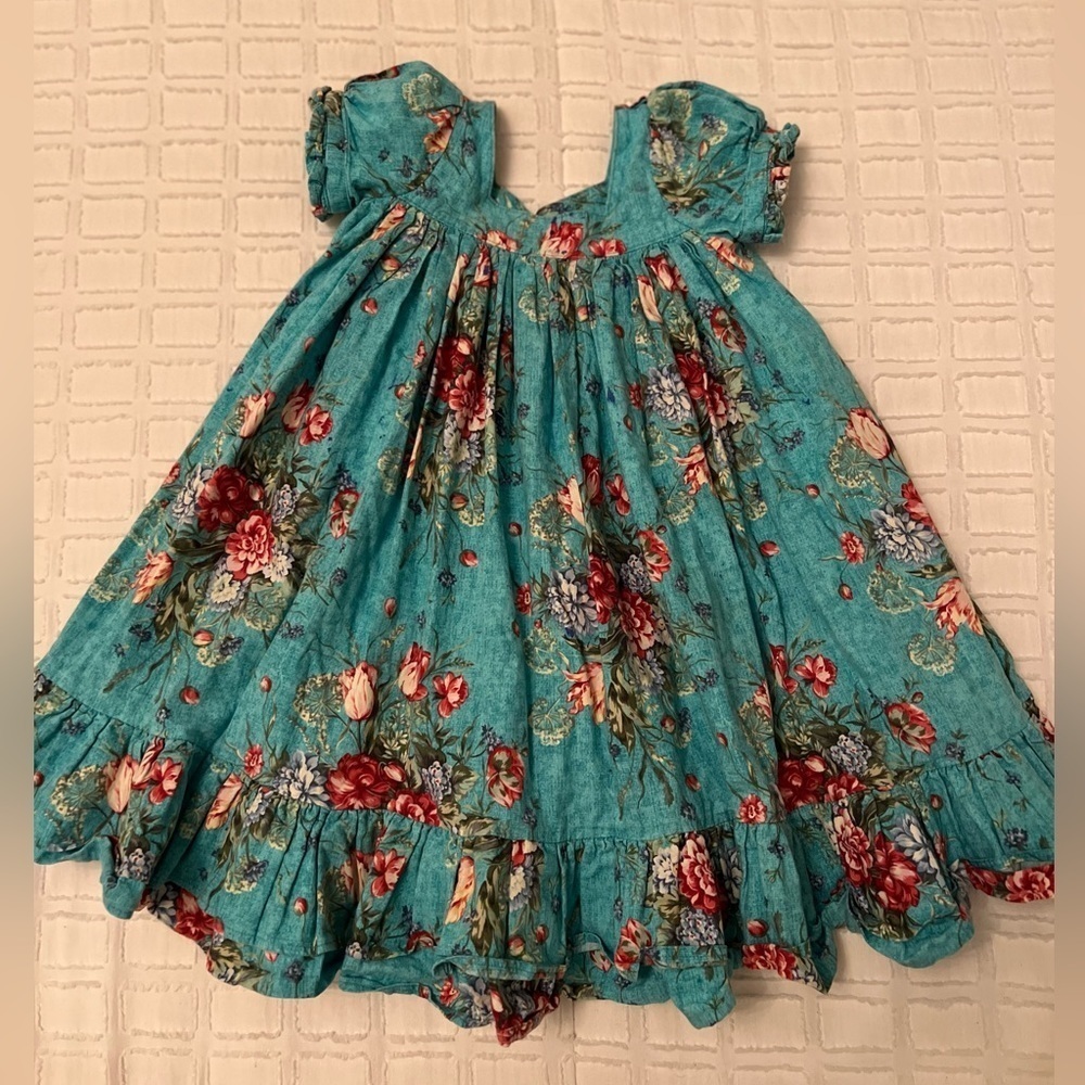 Handmade Cottagecore Ruffled Floral Dress Little Girl Dress
